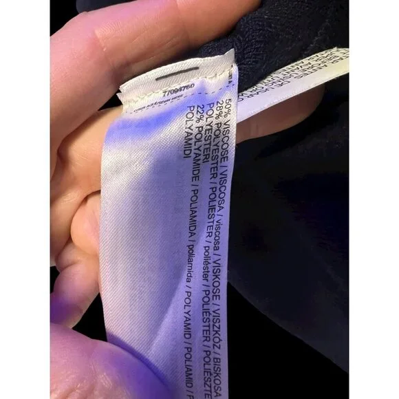 MNG Half-Zip Sweater Women Medium Navy Blue White Collar Coastal lagom cozy - Picture 6 of 7